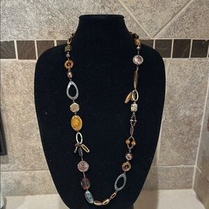 Chico's Gold and Brown Eclectic Necklace with Beads